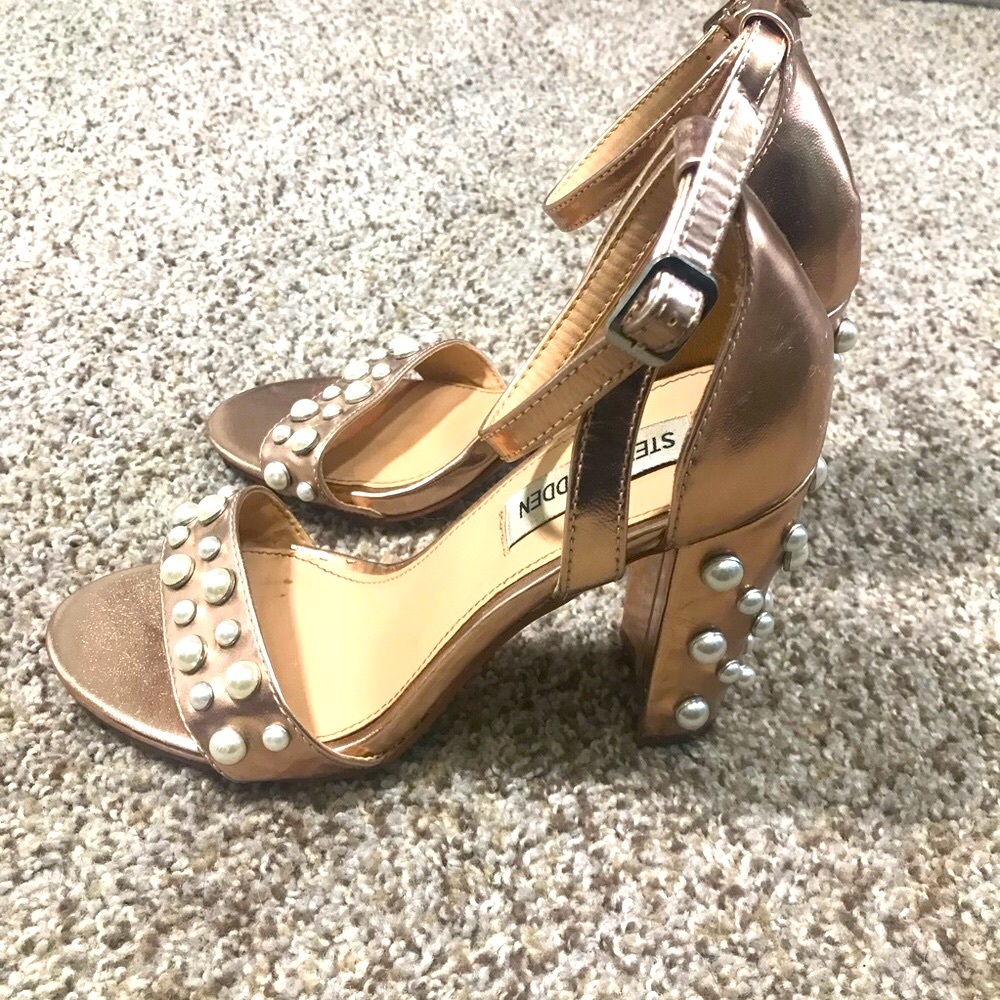 Steve Madden Madiera sandals pumps rose gold block heel
